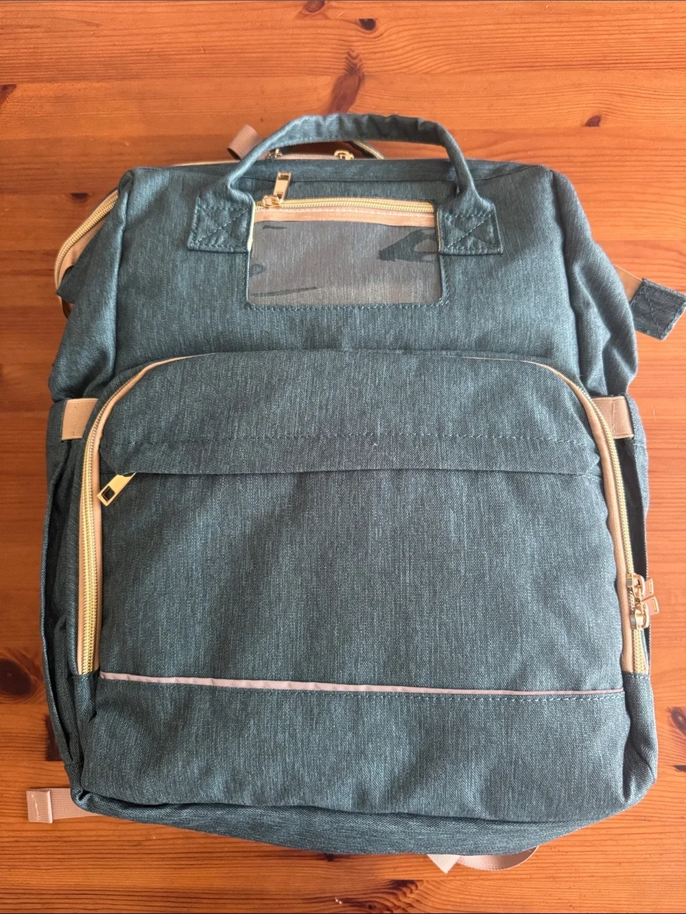 Diaper Bag Backpack with Foldable Crib with USB Charging Port & Stroller Straps